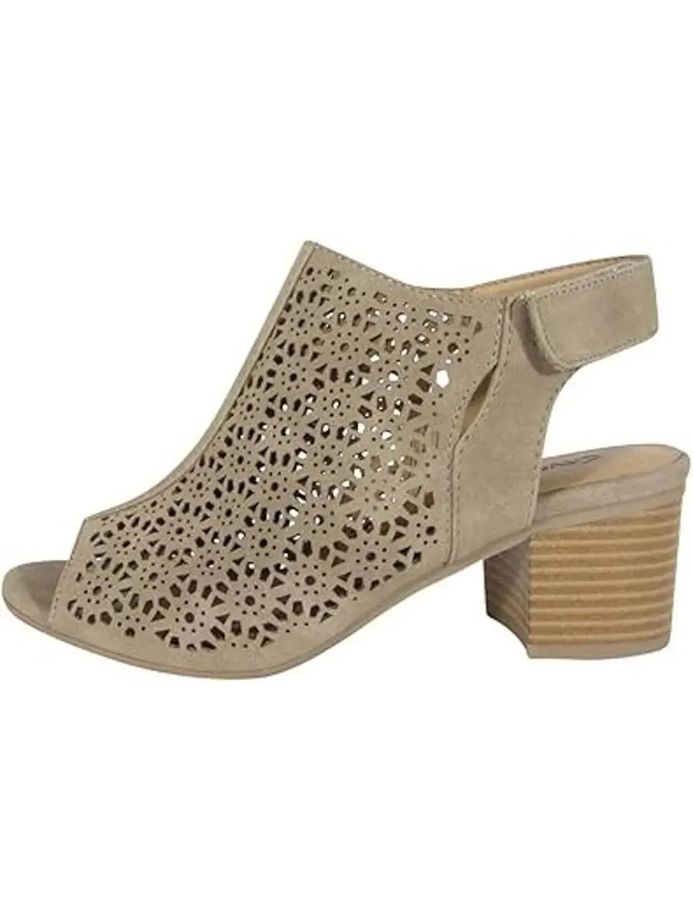 City Classified Women's Tan Peep Toe Chunky Heel Bootie Sz 9